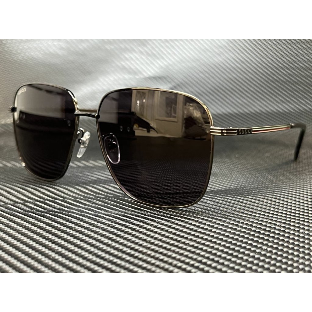 Gucci Ruthenium 60mm Men's Sunglasses